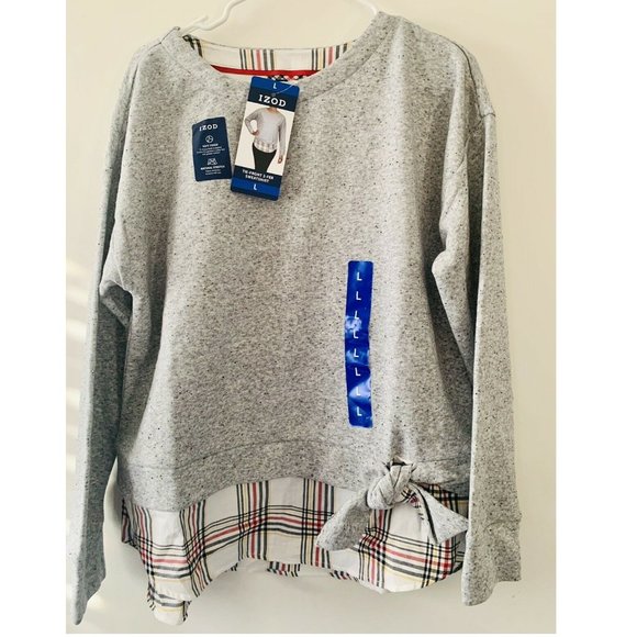 IZOD Women's Long Sleeve 2-Fer Sweatshirt - Picture 6 of 6